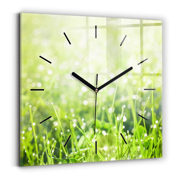 Square wall clock Green grass