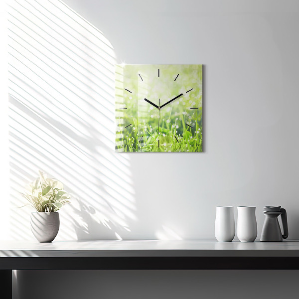 Square wall clock Green grass
