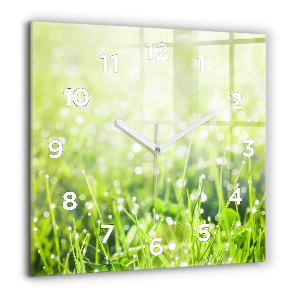 Square wall clock Green grass