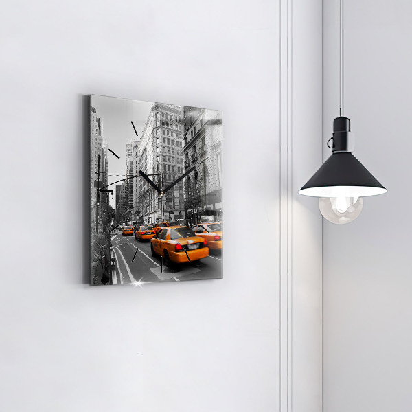 Square wall clock Manhattan and Taxis