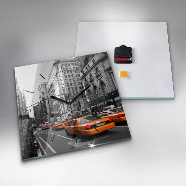 Square wall clock Manhattan and Taxis