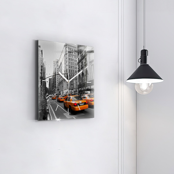 Square wall clock Manhattan and Taxis