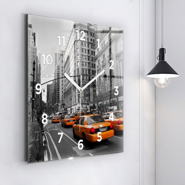 Square wall clock Manhattan and Taxis