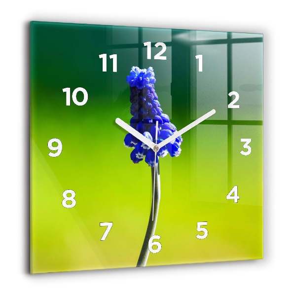 Square wall clock Blue flowers