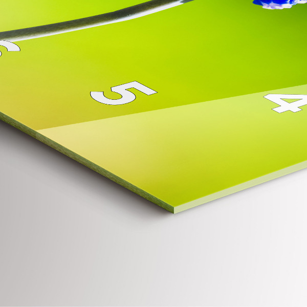 Square wall clock Blue flowers