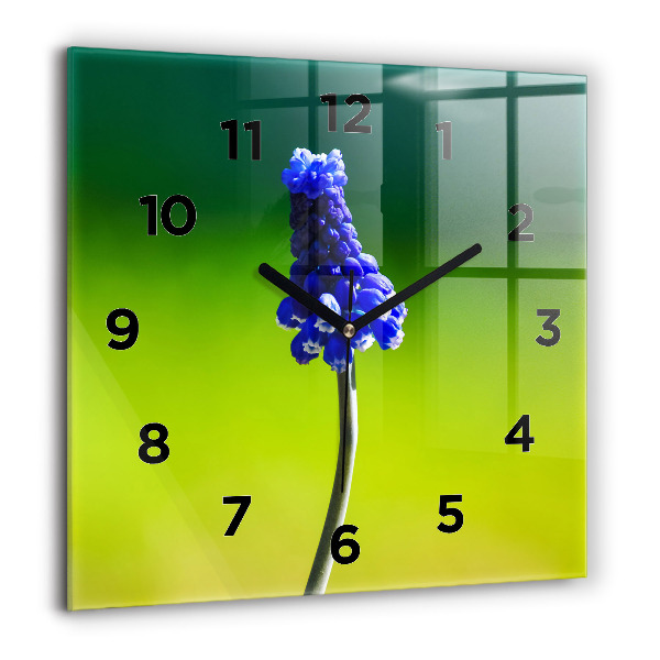 Square wall clock Blue flowers