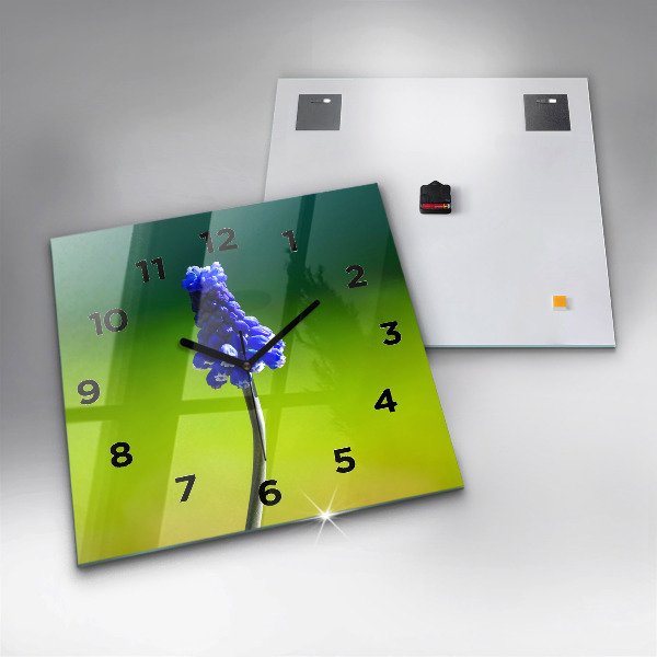 Square wall clock Blue flowers