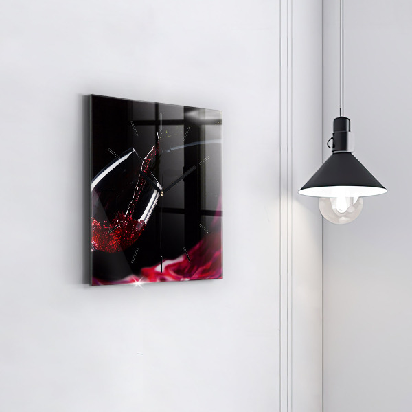Square wall clock Red wine