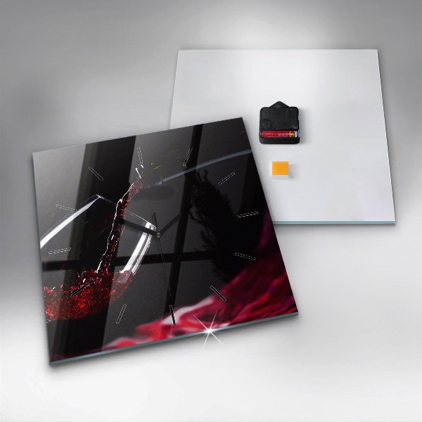 Square wall clock Red wine