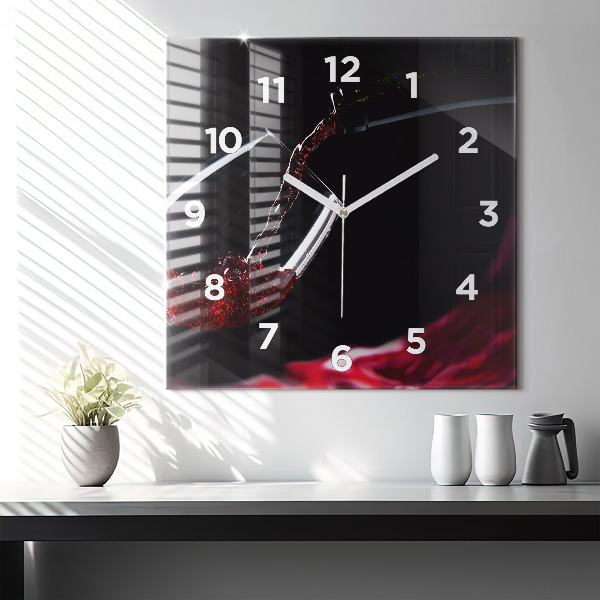 Square wall clock Red wine