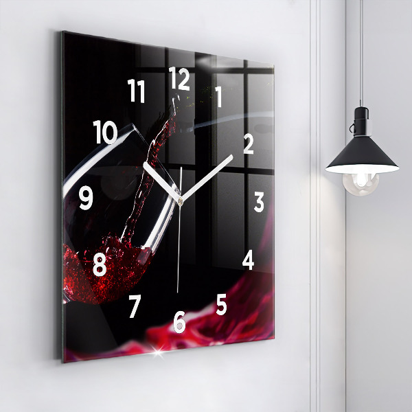 Square wall clock Red wine