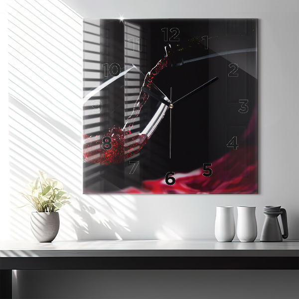 Square wall clock Red wine