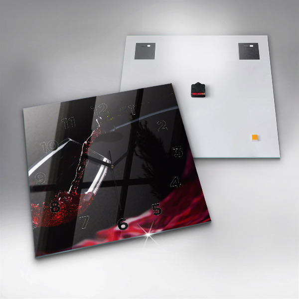 Square wall clock Red wine