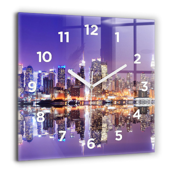 Square wall clock New York City at Night