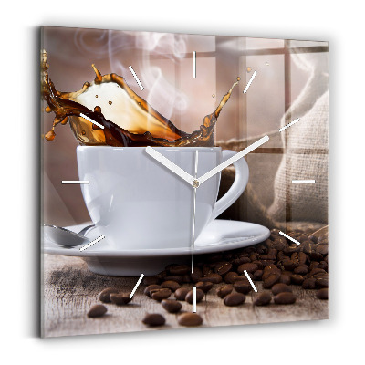 Square wall clock A cup of coffee