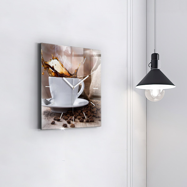 Square wall clock A cup of coffee