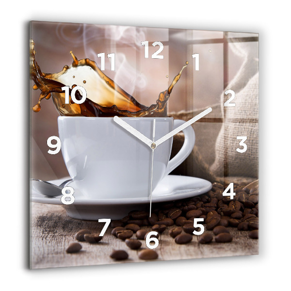 Square wall clock A cup of coffee