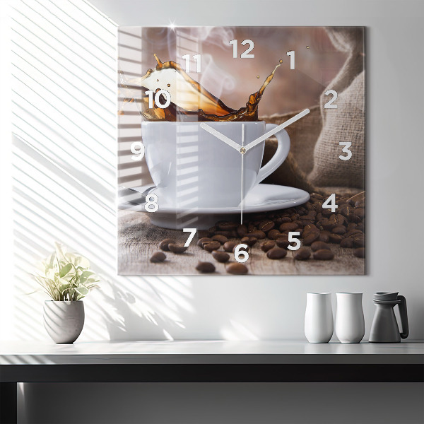 Square wall clock A cup of coffee