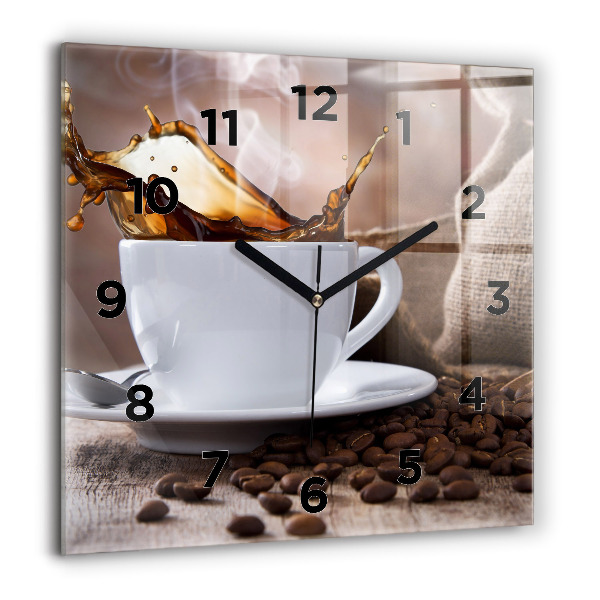 Square wall clock A cup of coffee