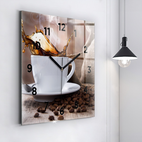 Square wall clock A cup of coffee