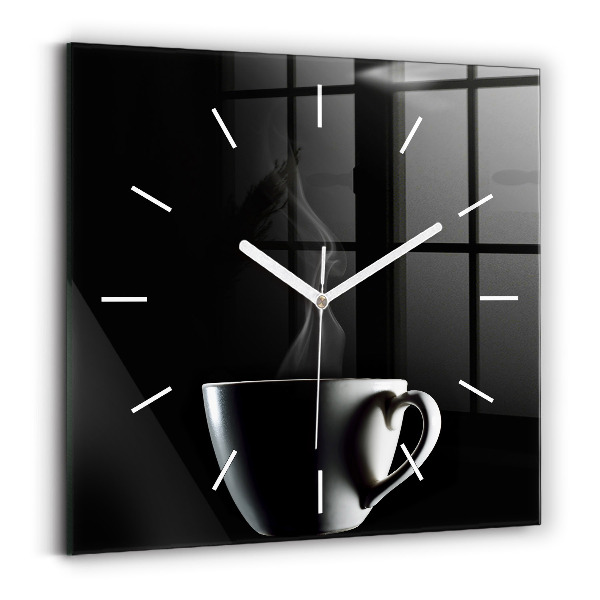 Square wall clock A cup of coffee