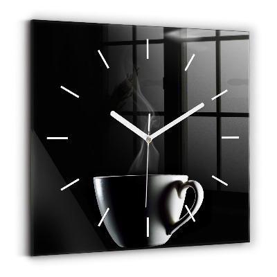 Square wall clock A cup of coffee