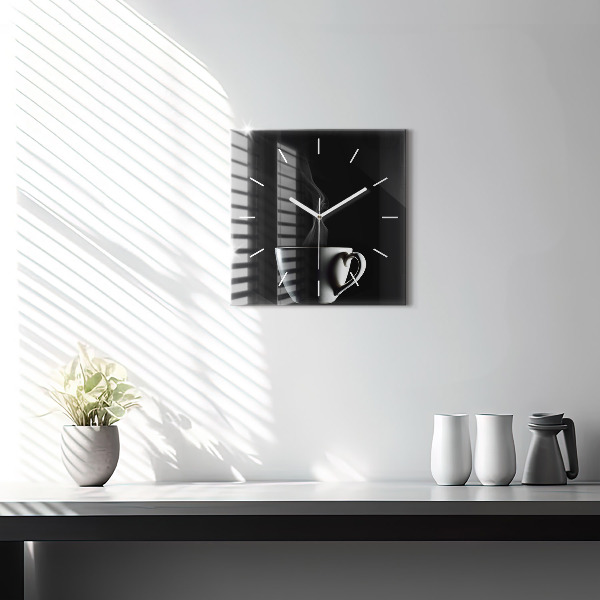 Square wall clock A cup of coffee