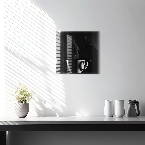 Square wall clock A cup of coffee