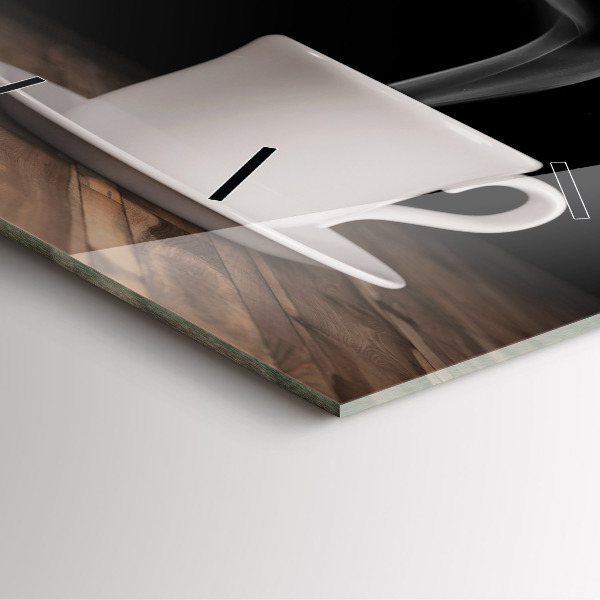 Square wall clock A cup of hot coffee