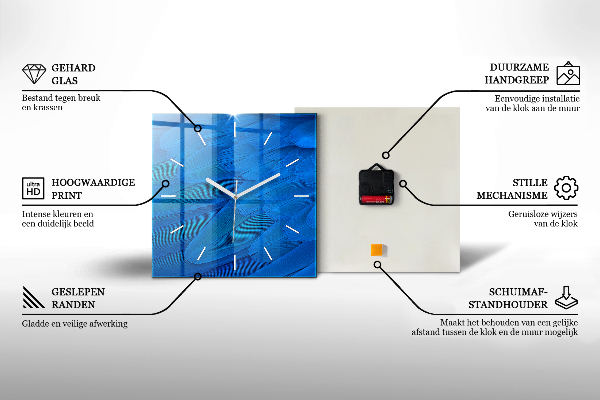 Square wall clock Metal abstraction