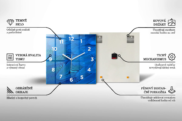 Square wall clock Metal abstraction