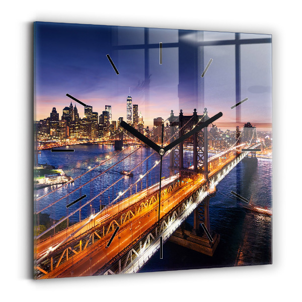 Square wall clock New York and the sunset