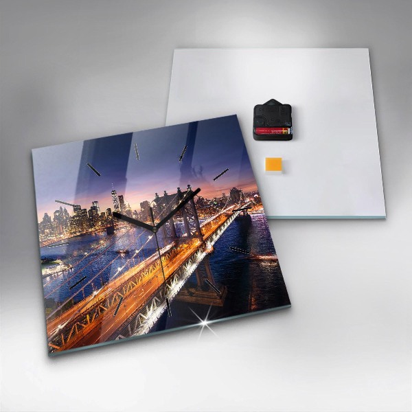 Square wall clock New York and the sunset