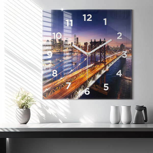 Square wall clock New York and the sunset