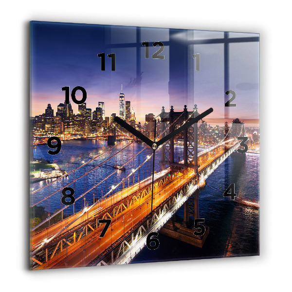 Square wall clock New York and the sunset