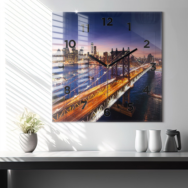 Square wall clock New York and the sunset