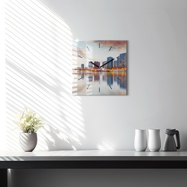 Square wall clock Panorama with the Eiffel Tower