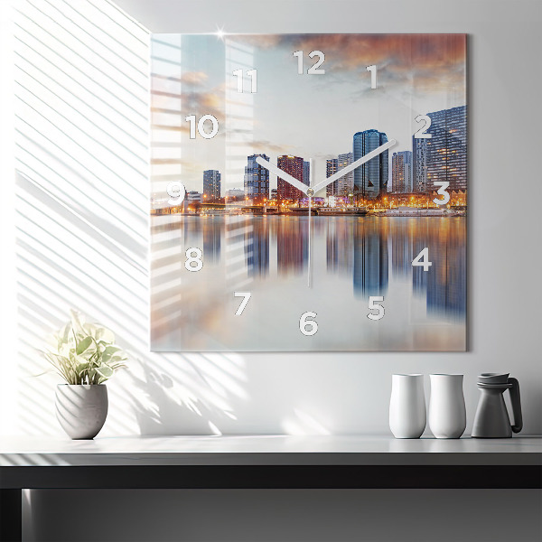Square wall clock Panorama with the Eiffel Tower