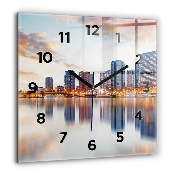 Square wall clock Panorama with the Eiffel Tower