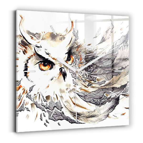 Square wall clock Owl symbol of wisdom