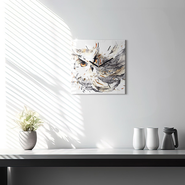 Square wall clock Owl symbol of wisdom
