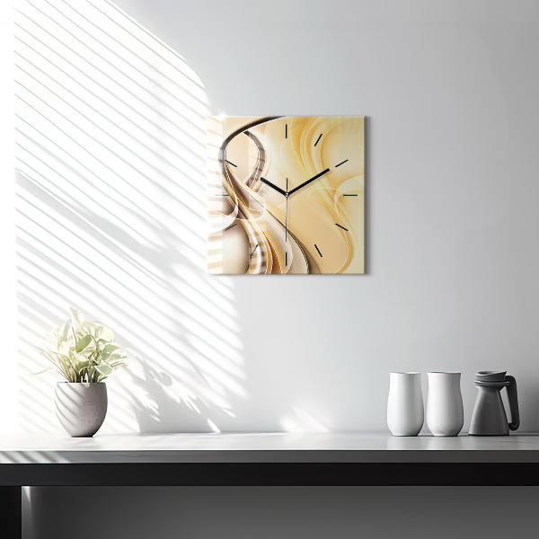 Square wall clock Abstraction waves