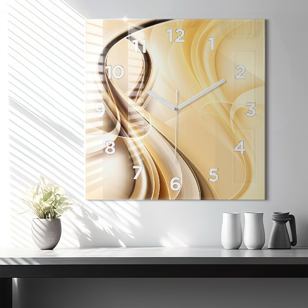 Square wall clock Abstraction waves