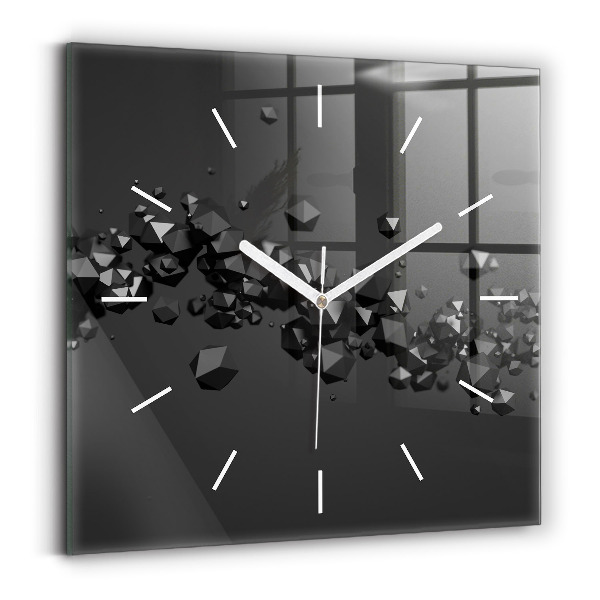 Square wall clock Black abstraction
