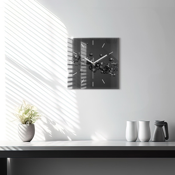 Square wall clock Black abstraction
