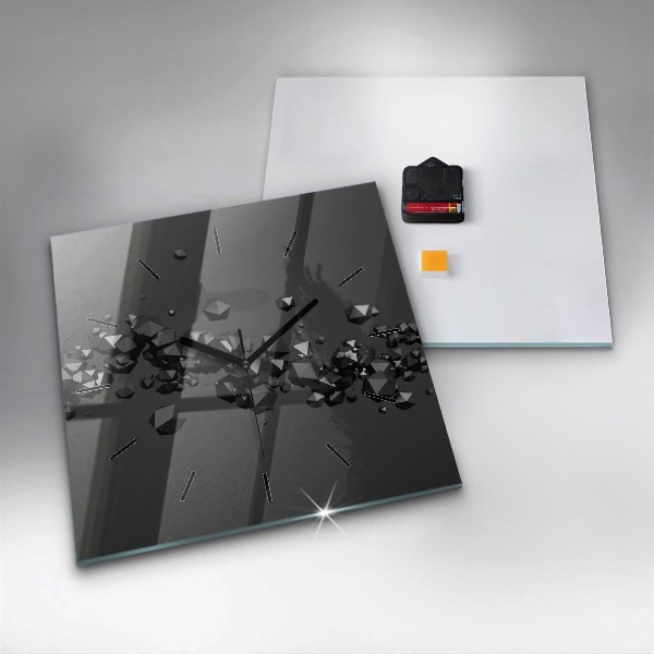 Square wall clock Black abstraction