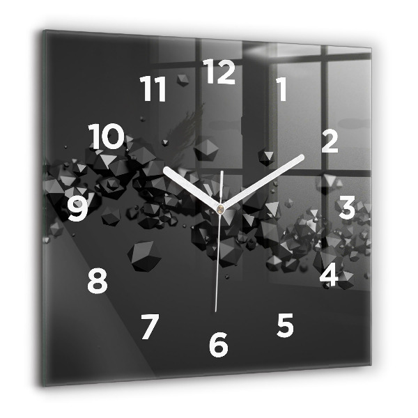 Square wall clock Black abstraction