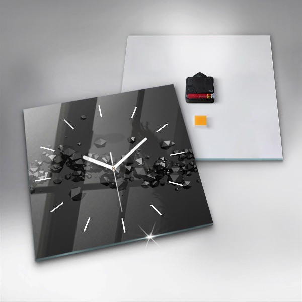 Square wall clock Black abstraction