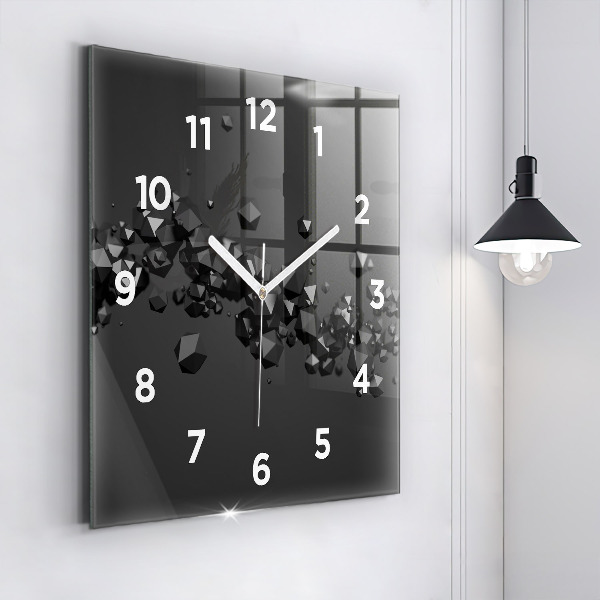 Square wall clock Black abstraction