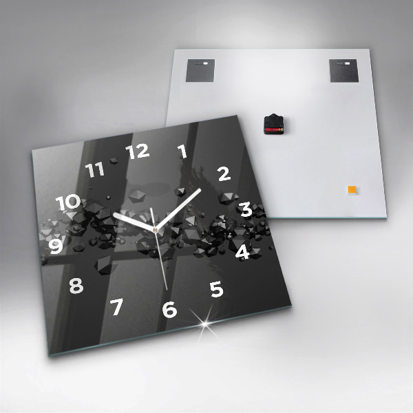 Square wall clock Black abstraction